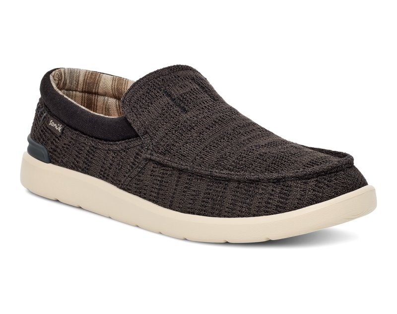 Sanuk Hangout Lite Knit Men Loafers Black,Sanuk Philippines | VI92-5822M0