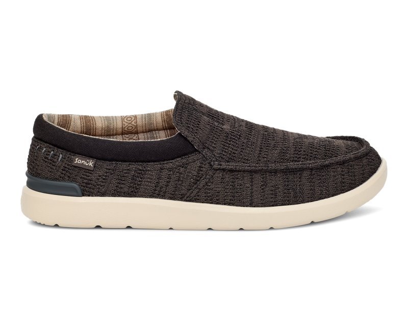 Sanuk Hangout Lite Knit Men Loafers Black,Sanuk Philippines | VI92-5822M0