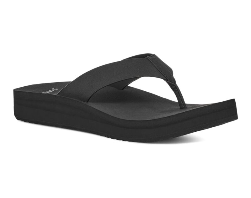 Sanuk Highland ST Women Heeled Flip Flops Black,Sanuk Philippines | CV41-4301O7