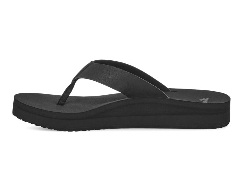 Sanuk Highland ST Women Heeled Flip Flops Black,Sanuk Philippines | CV41-4301O7