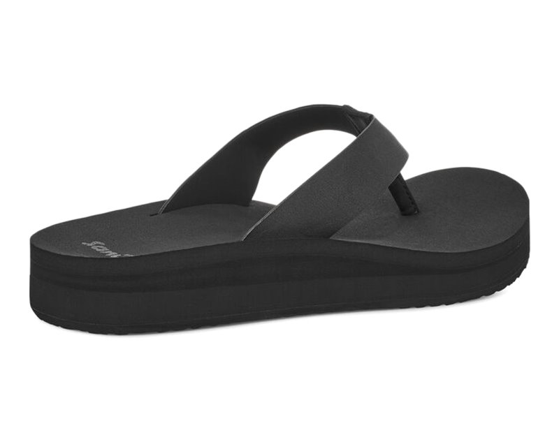 Sanuk Highland ST Women Heeled Flip Flops Black,Sanuk Philippines | CV41-4301O7