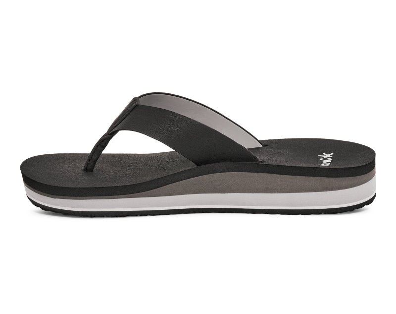 Sanuk Highland ST Women Heeled Flip Flops Black,Sanuk Philippines | CV41-4301O7