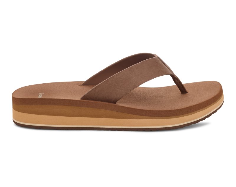 Sanuk Highland ST Women Heeled Flip Flops Brown,Sanuk Philippines | PZ15-8475Y2