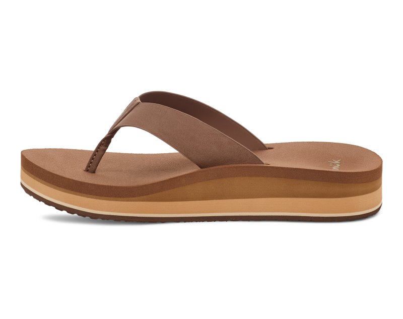 Sanuk Highland ST Women Heeled Flip Flops Brown,Sanuk Philippines | PZ15-8475Y2