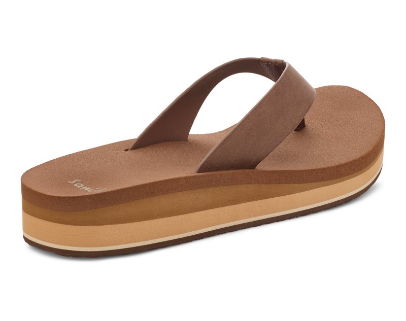 Sanuk Highland ST Women Heeled Flip Flops Brown,Sanuk Philippines | PZ15-8475Y2