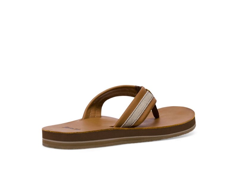 Sanuk Hullsome Leather ST Hemp Men Flip Flops Brown,Sanuk Philippines | AV87-9247P7