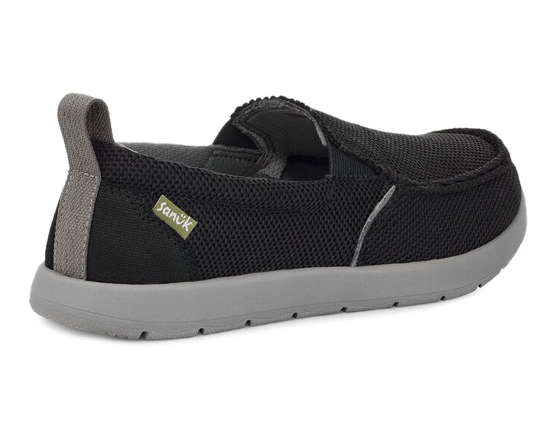 Sanuk Lil Sidewalk Surfer Lite Mesh Kids' Loafers Black,Sanuk Philippines | HA40-2200Z3