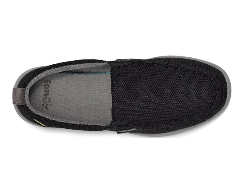 Sanuk Lil Sidewalk Surfer Lite Mesh Kids' Loafers Black,Sanuk Philippines | HA40-2200Z3