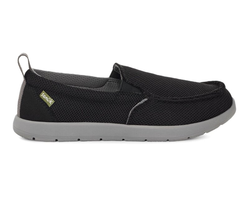 Sanuk Lil Sidewalk Surfer Lite Mesh Kids\' Loafers Black,Sanuk Philippines | HA40-2200Z3