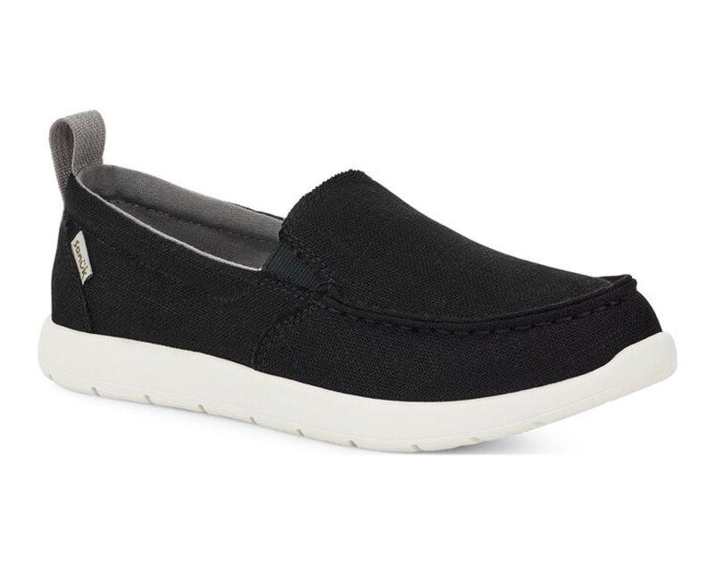 Sanuk Lil Sidewalk Surfer Lite Youth Kids' Loafers Black,Sanuk Philippines | SI62-4552D2