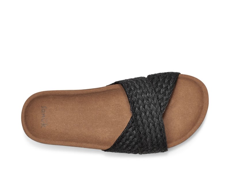 Sanuk She Cruzy Jute Vegan Slide Women Flip Flops Black,Sanuk Philippines | PQ19-4309Y5