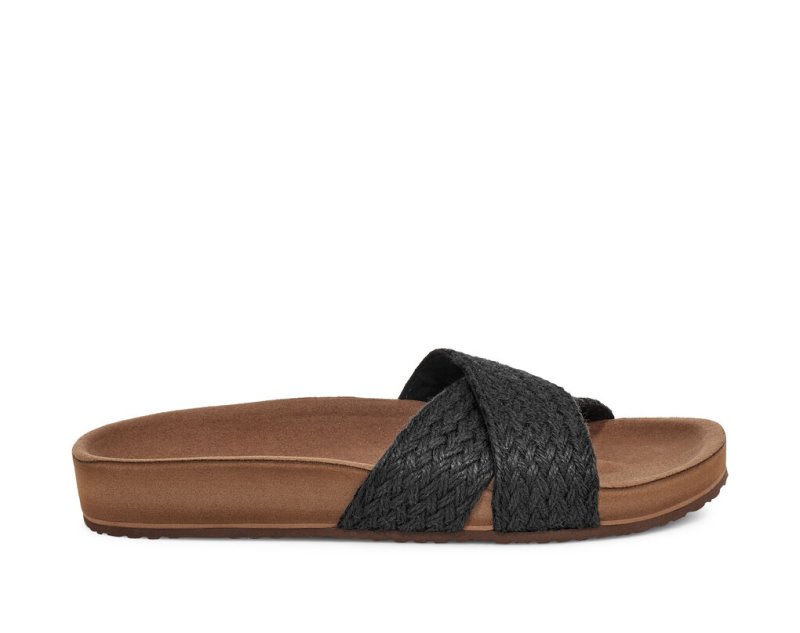 Sanuk She Cruzy Jute Vegan Slide Women Flip Flops Black,Sanuk Philippines | PQ19-4309Y5