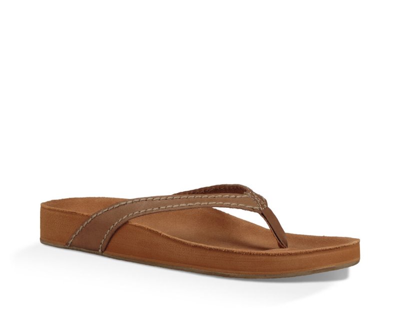 Sanuk She Loungey Leather Women Flip Flops Brown,Sanuk Philippines | NK13-5693U6