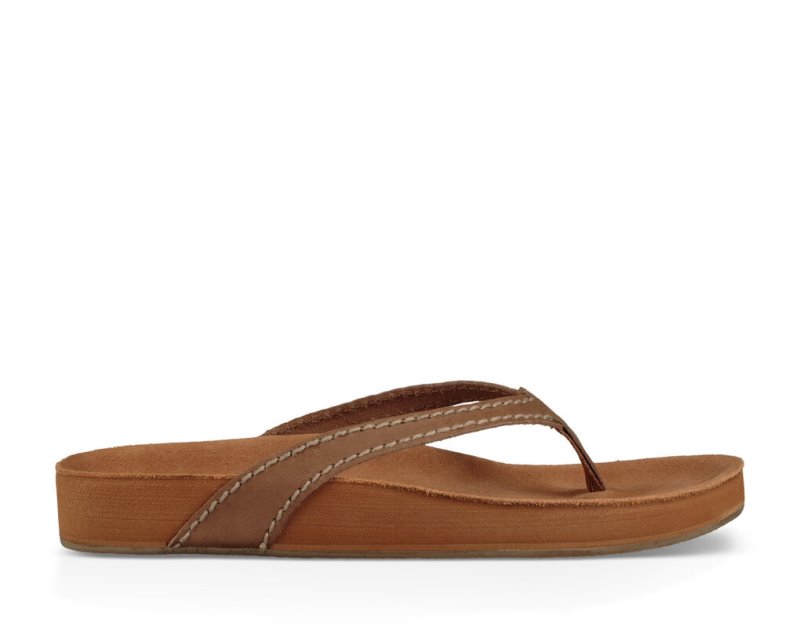 Sanuk She Loungey Leather Women Flip Flops Brown,Sanuk Philippines | NK13-5693U6