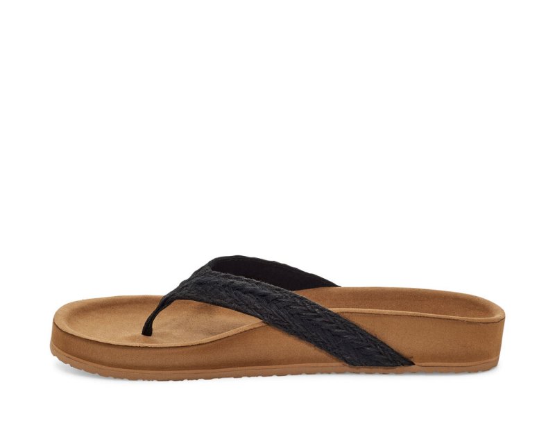 Sanuk She Loungy Hemp Women Flip Flops Black,Sanuk Philippines | TU56-4866B6