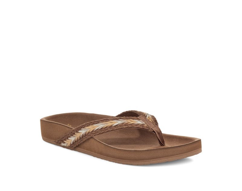 Sanuk She Loungy Hemp Women Flip Flops Brown,Sanuk Philippines | WP89-7159T7