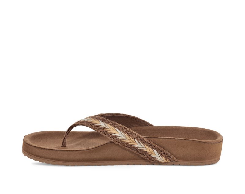 Sanuk She Loungy Hemp Women Flip Flops Brown,Sanuk Philippines | WP89-7159T7