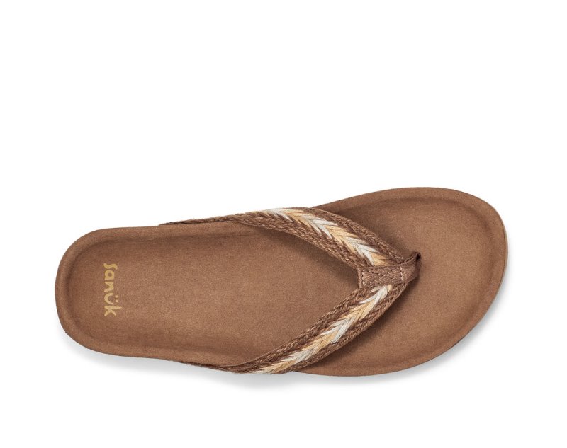 Sanuk She Loungy Hemp Women Flip Flops Brown,Sanuk Philippines | WP89-7159T7