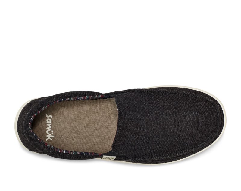 Sanuk Sideline 2 Hemp Slip-on Men Shoes Black,Sanuk Philippines | KR34-0094E8