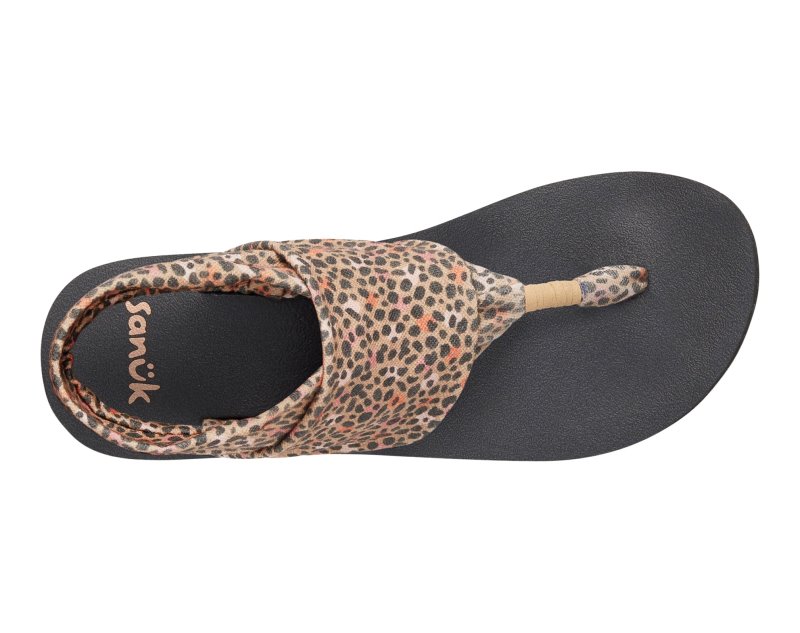 Sanuk Sling ST Cheetah Women Sandals Brown Multicolor,Sanuk Philippines | NJ88-3628A3