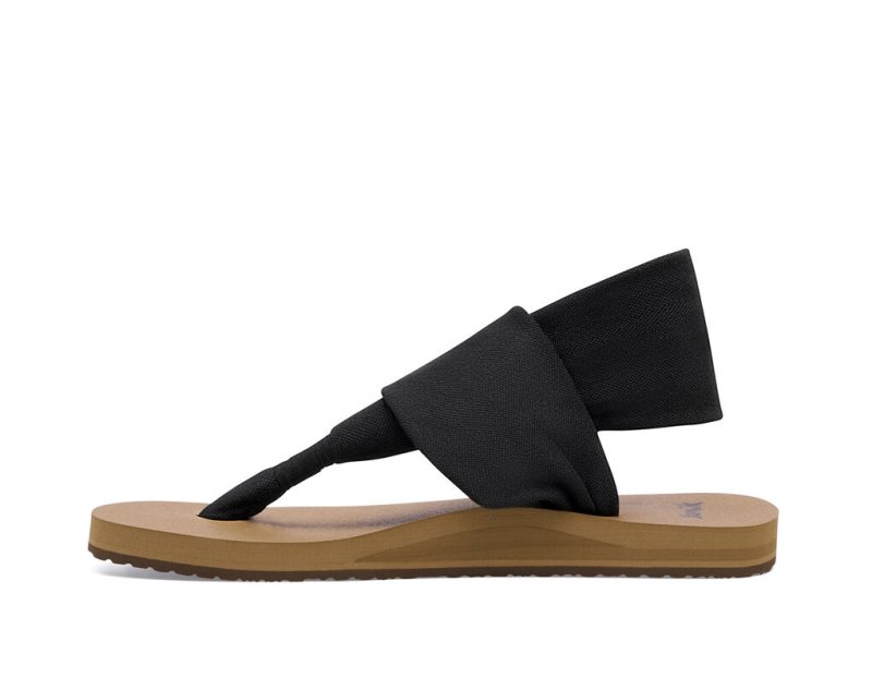 Sanuk Sling ST Vegan Women Sandals Black / Brown,Sanuk Philippines | BK29-6859G8