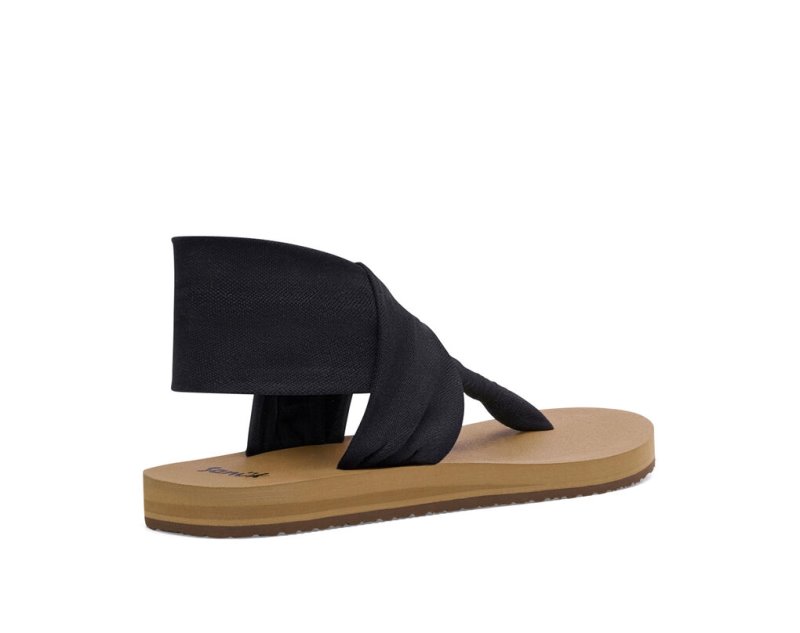 Sanuk Sling ST Vegan Women Sandals Black / Brown,Sanuk Philippines | BK29-6859G8