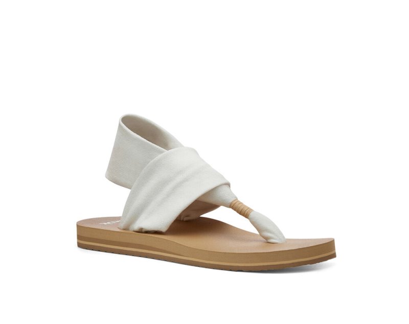 Sanuk Sling ST Vegan Women Sandals White / Brown,Sanuk Philippines | IJ52-5012G6