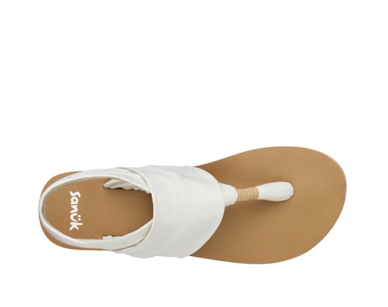 Sanuk Sling ST Vegan Women Sandals White / Brown,Sanuk Philippines | IJ52-5012G6