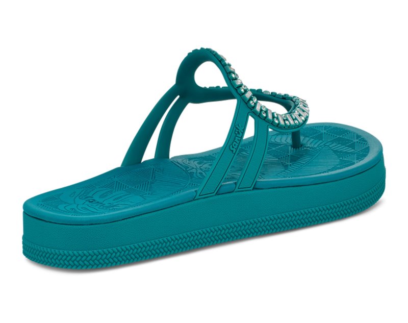 Sanuk Sunshine SL Gem Women Heeled Flip Flops Dark Turquoise,Sanuk Philippines | VU82-7112E7