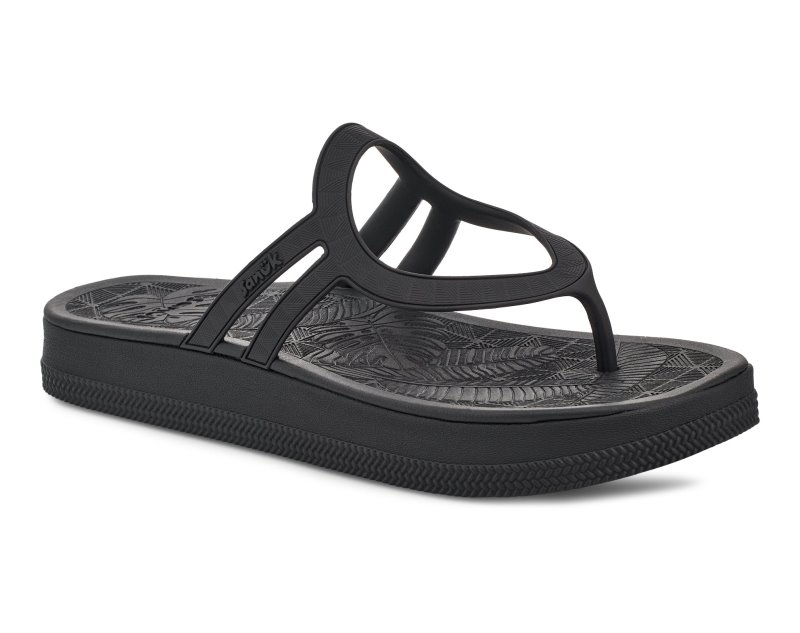 Sanuk Sunshine SL Women Heeled Flip Flops Black,Sanuk Philippines | KP70-8920V5