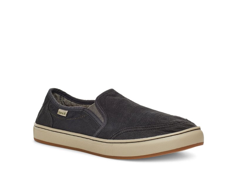 Sanuk Tideline Hemp Slip-on Men Shoes Black,Sanuk Philippines | YM68-9238C3