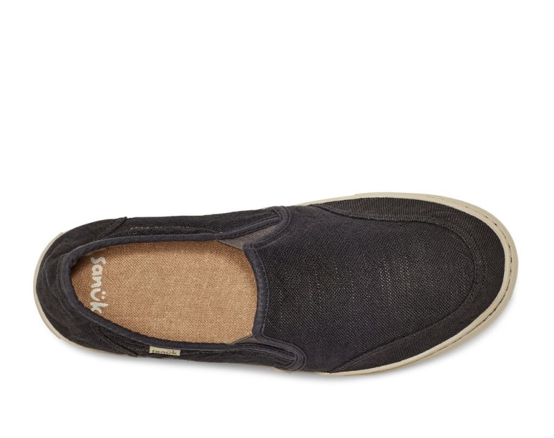 Sanuk Tideline Hemp Slip-on Men Shoes Black,Sanuk Philippines | YM68-9238C3