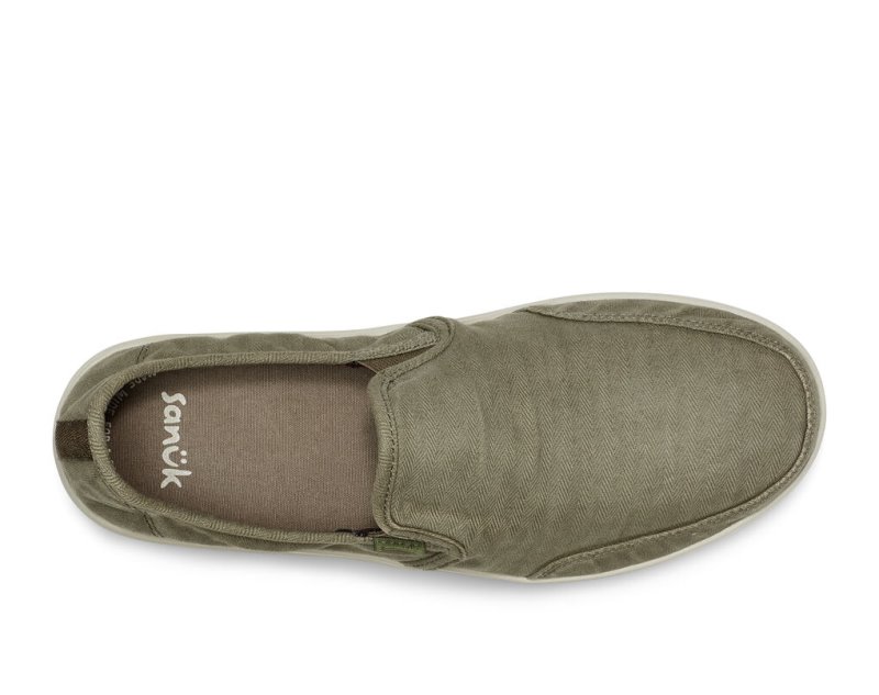 Sanuk Vagabond Slip-On Sneaker Wash Vegan Men Shoes Olive,Sanuk Philippines | YV38-4538K8