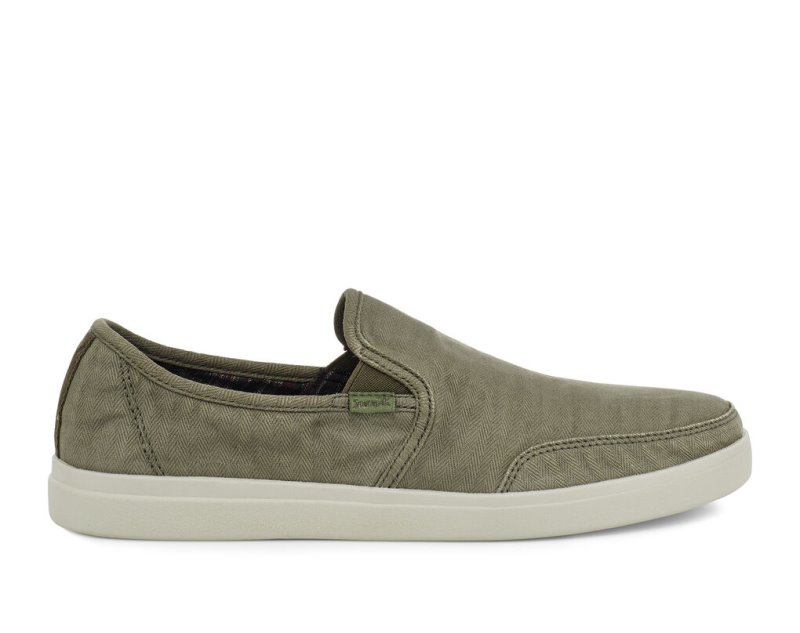 Sanuk Vagabond Slip-On Sneaker Wash Vegan Men Shoes Olive,Sanuk Philippines | YV38-4538K8