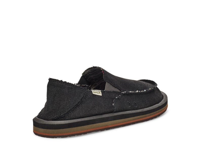 Sanuk Vagabond Soft Top Hemp Collapsible Heel Men Shoes Black,Sanuk Philippines | EQ27-2227P2