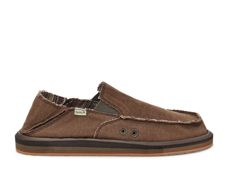 Sanuk Vagabond Soft Top Hemp Collapsible Heel Men Shoes Brown,Sanuk Philippines | RZ92-7722D6