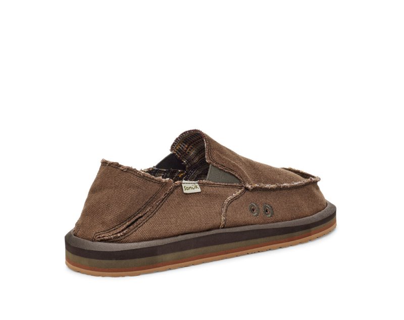 Sanuk Vagabond Soft Top Hemp Collapsible Heel Men Sidewalk Surfers Brown,Sanuk Philippines | BH87-6127M6