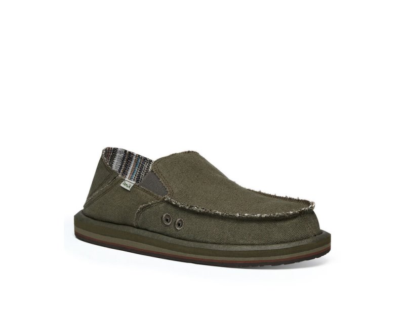 Sanuk Vagabond Soft Top Hemp Collapsible Heel Men Shoes Olive,Sanuk Philippines | TJ35-8255K4