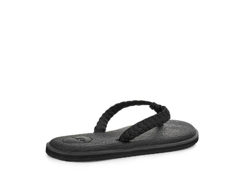 Sanuk Yoga Braid Leather Women Flip Flops Black,Sanuk Philippines | QF40-9440S3