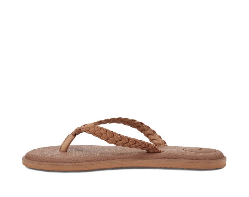 Sanuk Yoga Braid Leather Women Flip Flops Brown,Sanuk Philippines | VW66-4086G1