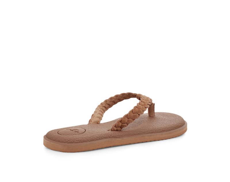 Sanuk Yoga Braid Leather Women Flip Flops Brown,Sanuk Philippines | VW66-4086G1