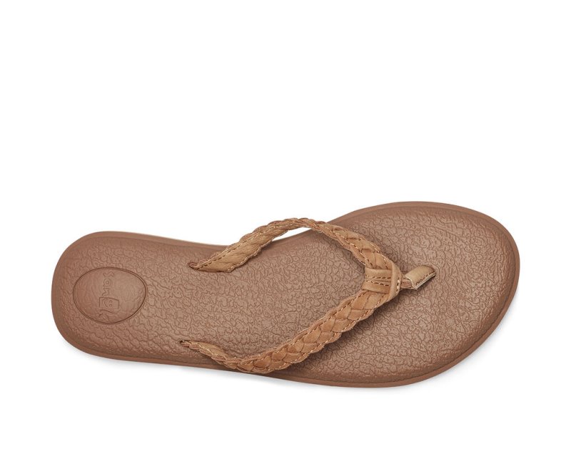 Sanuk Yoga Braid Leather Women Flip Flops Brown,Sanuk Philippines | VW66-4086G1