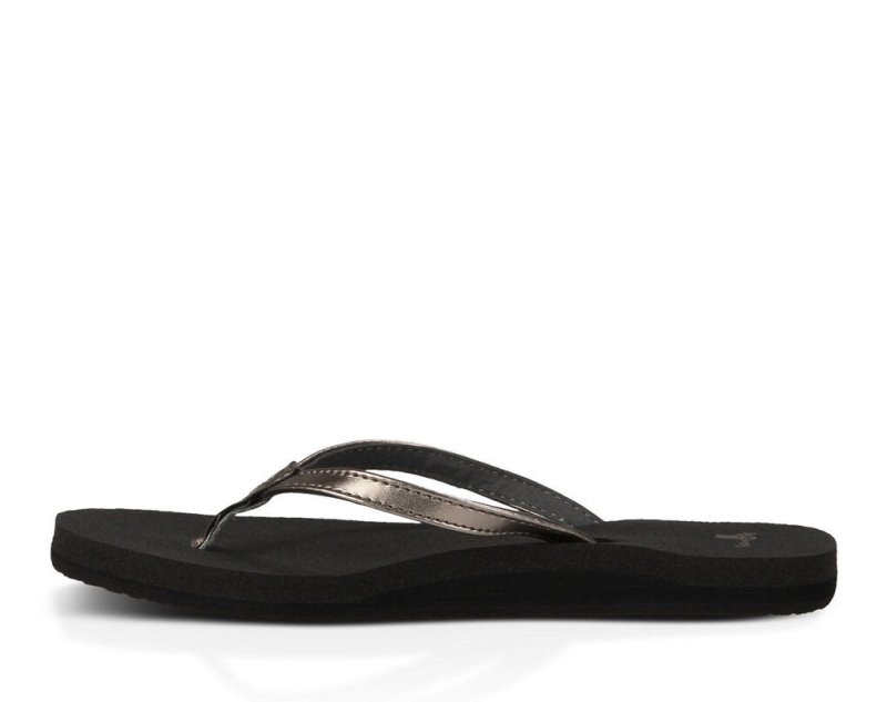 Sanuk Yoga Joy Metallic Women Flip Flops Black / Gold,Sanuk Philippines | QG68-0308L4