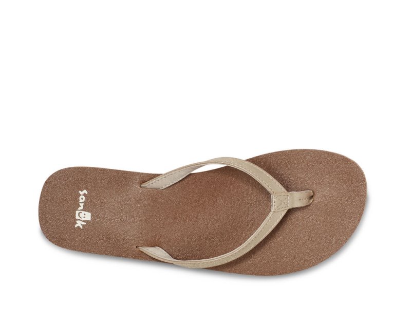 Sanuk Yoga Joy Shimmer Metallic Women Flip Flops Brown,Sanuk Philippines | VF43-5693W5