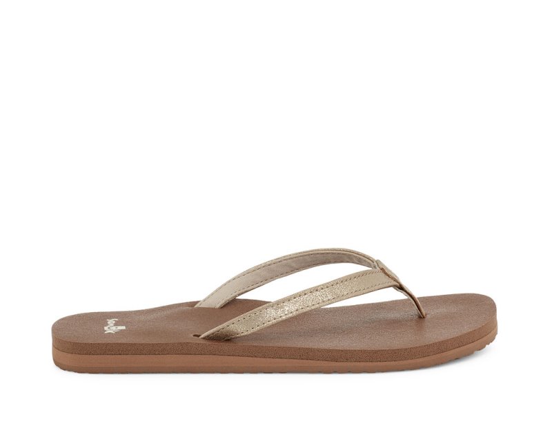 Sanuk Yoga Joy Shimmer Metallic Women Flip Flops Brown,Sanuk Philippines | VF43-5693W5