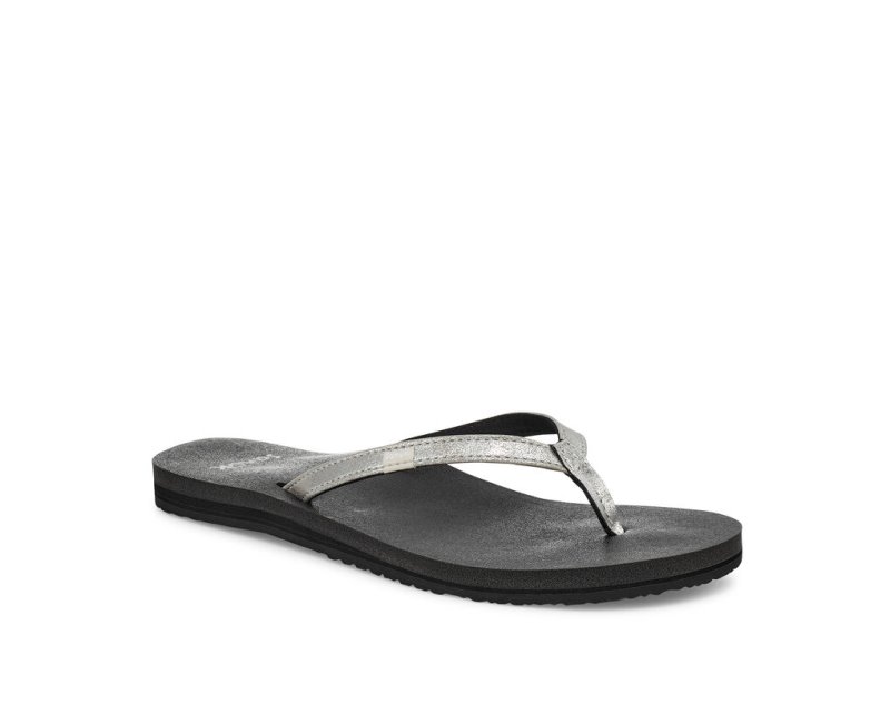 Sanuk Yoga Joy Shimmer Metallic Women Flip Flops Silver,Sanuk Philippines | YU89-5029V7