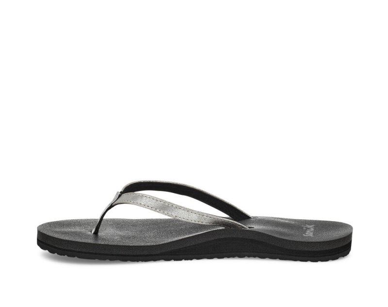 Sanuk Yoga Joy Shimmer Metallic Women Flip Flops Silver,Sanuk Philippines | YU89-5029V7