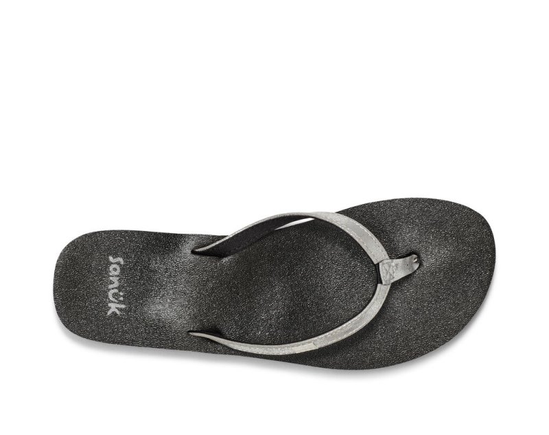 Sanuk Yoga Joy Shimmer Metallic Women Flip Flops Silver,Sanuk Philippines | YU89-5029V7