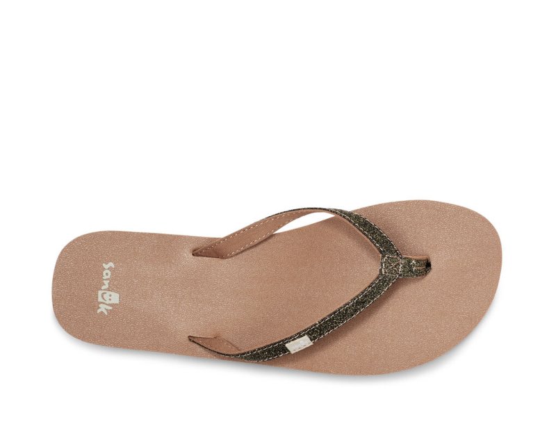 Sanuk Yoga Joy Sparkle Women Flip Flops Gold,Sanuk Philippines | OO83-2993F0