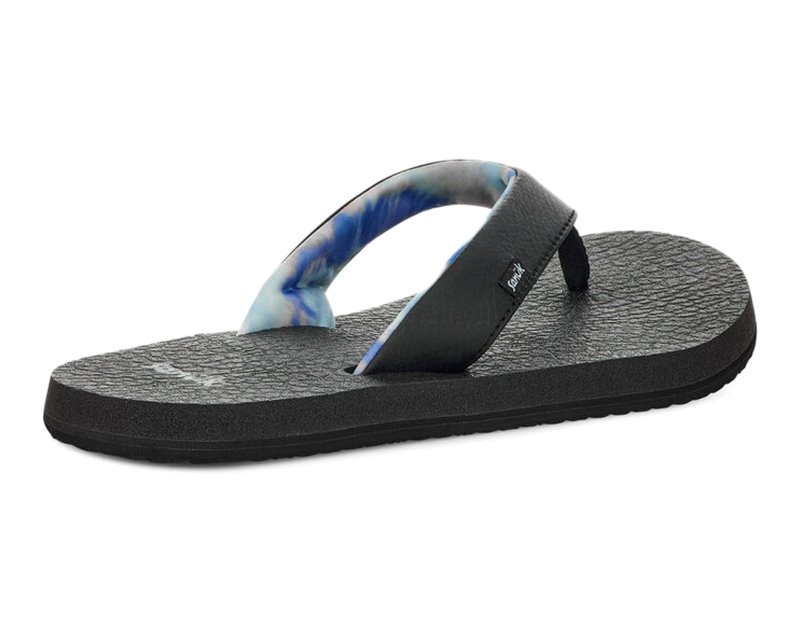 Sanuk Yoga Mat Kids' Flip Flops Black / Blue,Sanuk Philippines | LJ22-5022P2